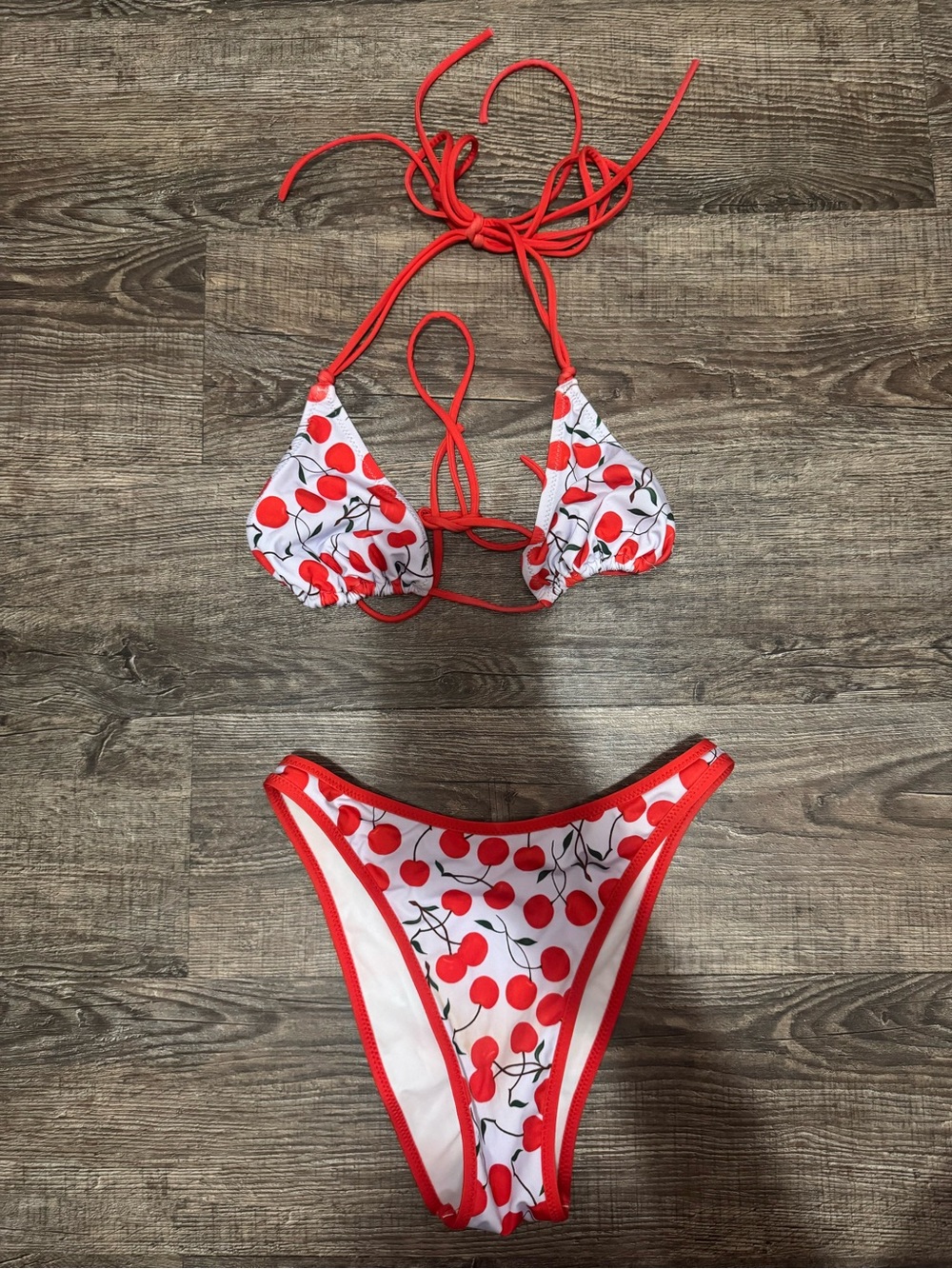 Heavy Manners Red Cherry Print Women’s Bikini Set